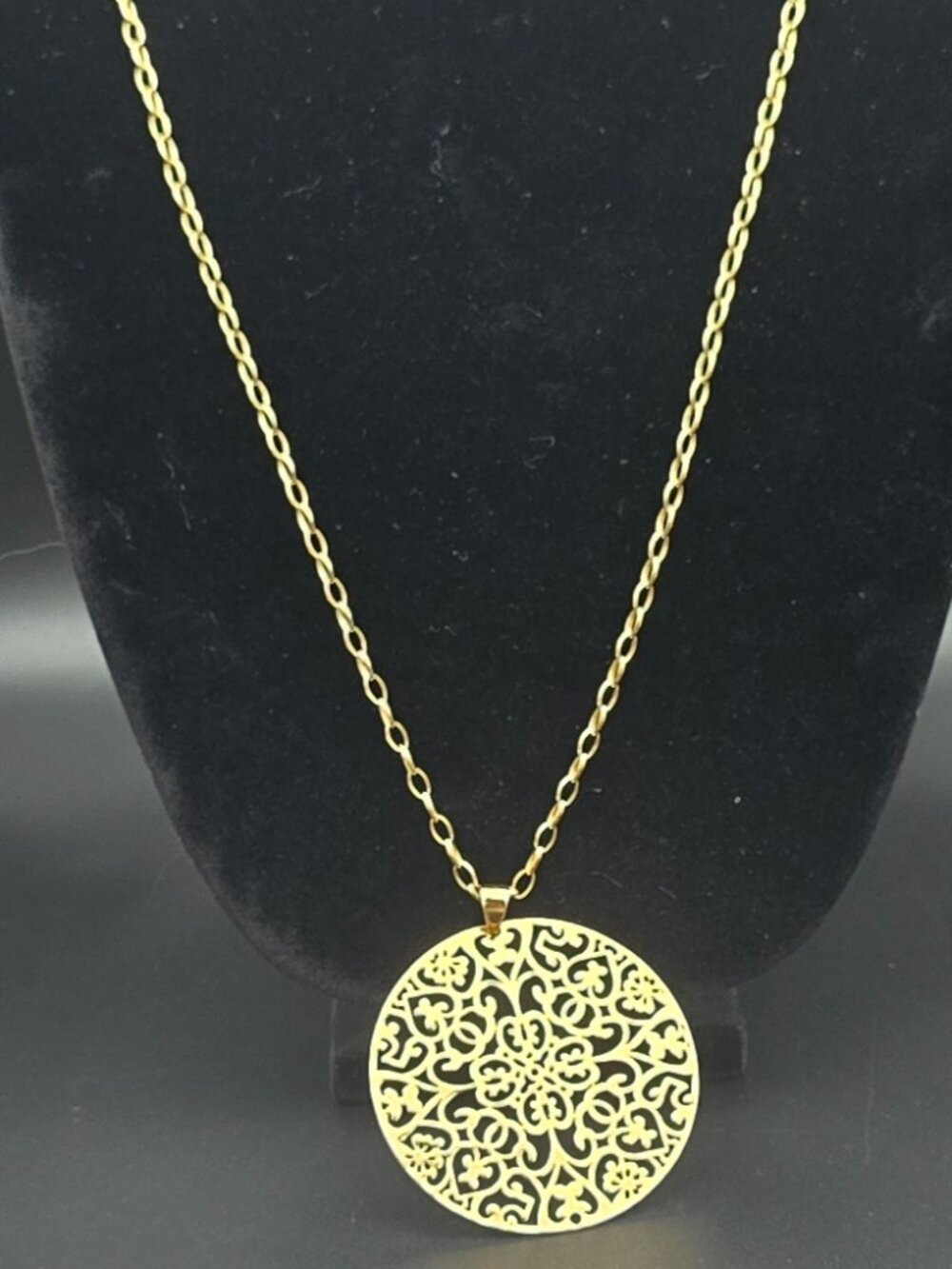 Long & Lovely Vintage Signed Milor Italy Bronze Fillagree Pendant Necklace